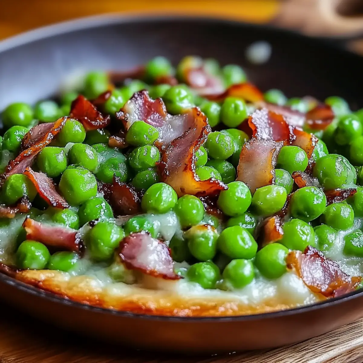 Peas with Crispy Bacon Onions