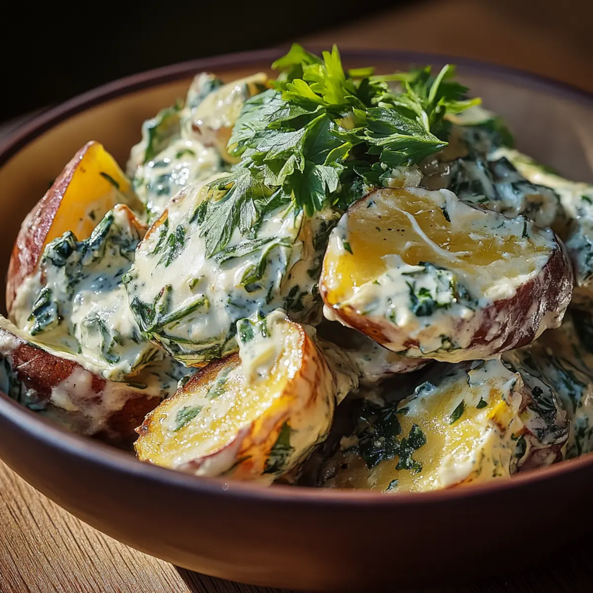 Potato Salad with Mustard Greens