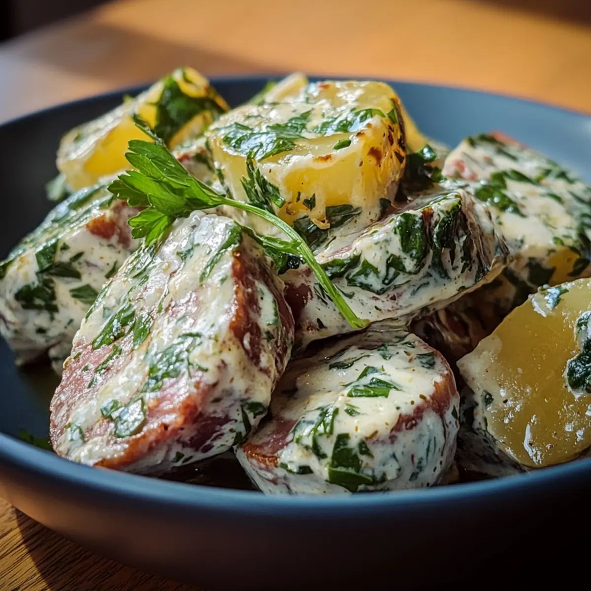 Potato Salad with Mustard Greens