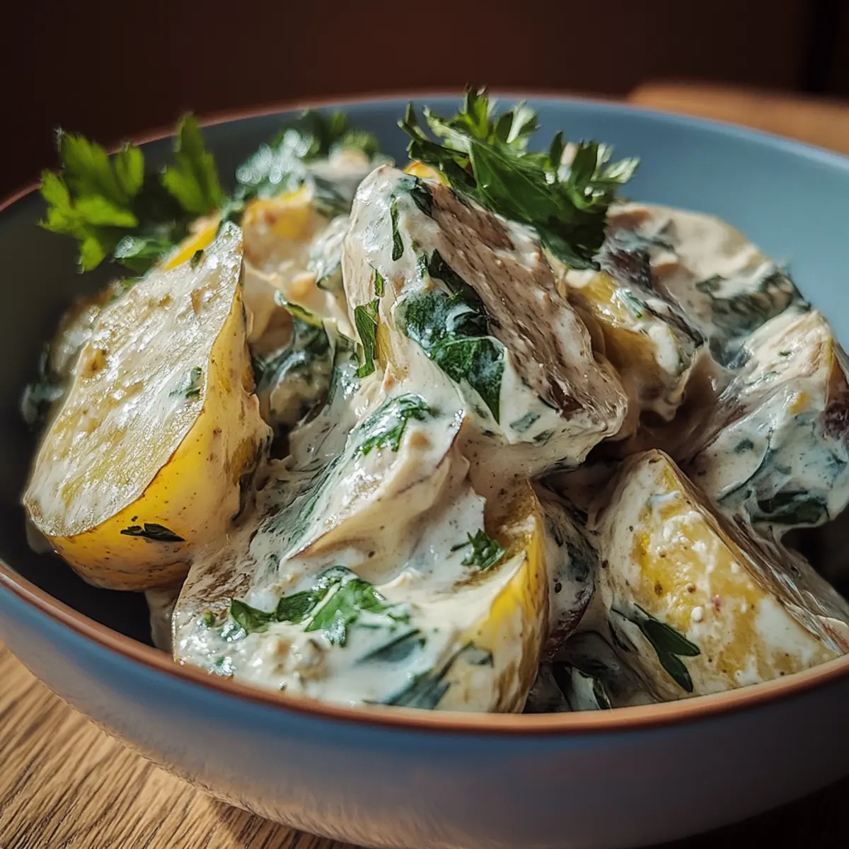 Potato Salad with Mustard Greens