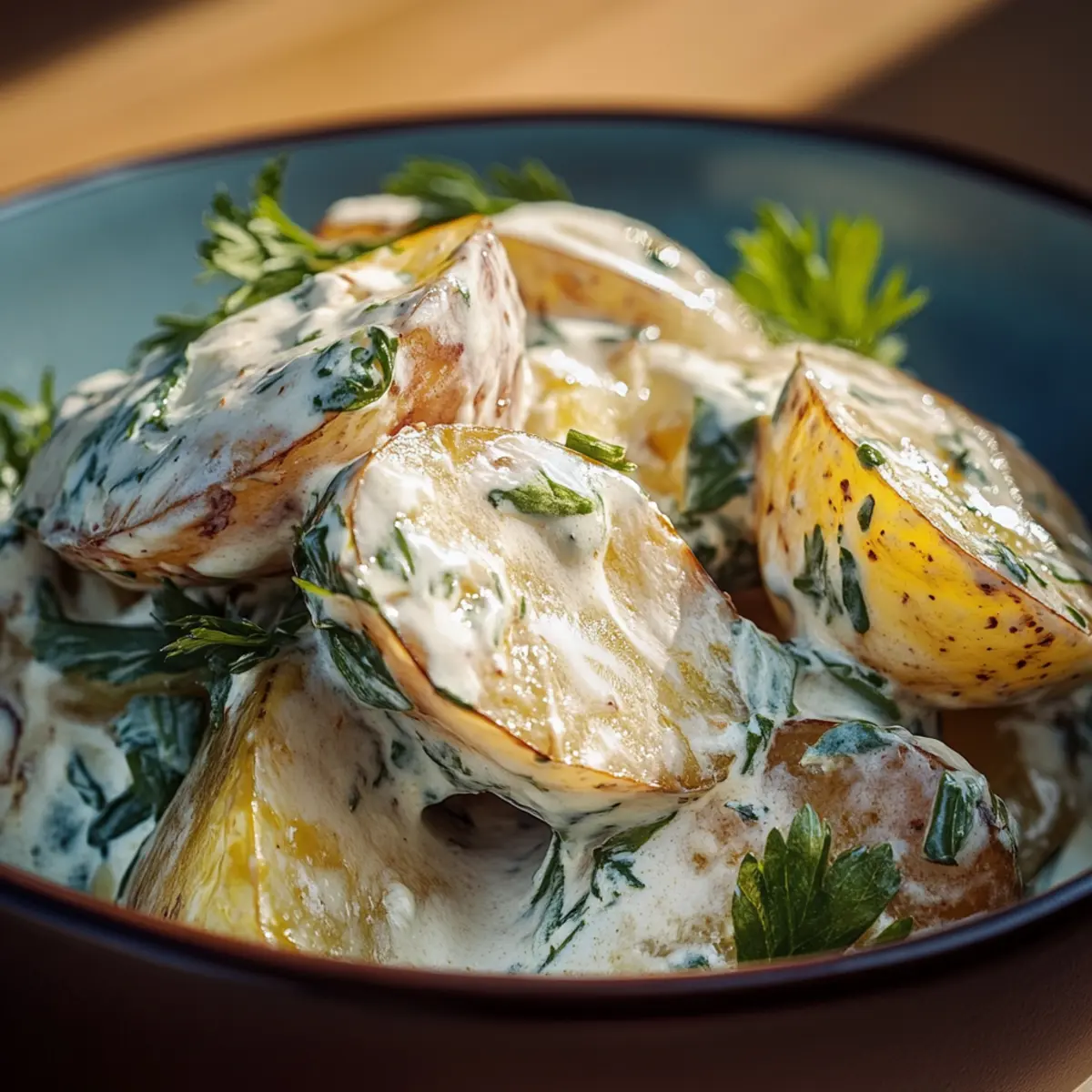 Potato Salad with Mustard Greens