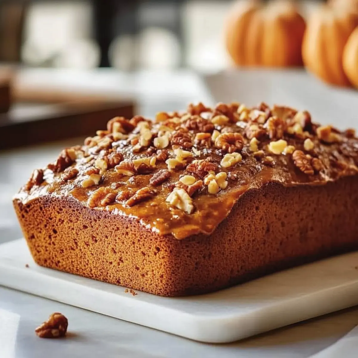 Pumpkin Bread with Brown Sugar Pecan Topping