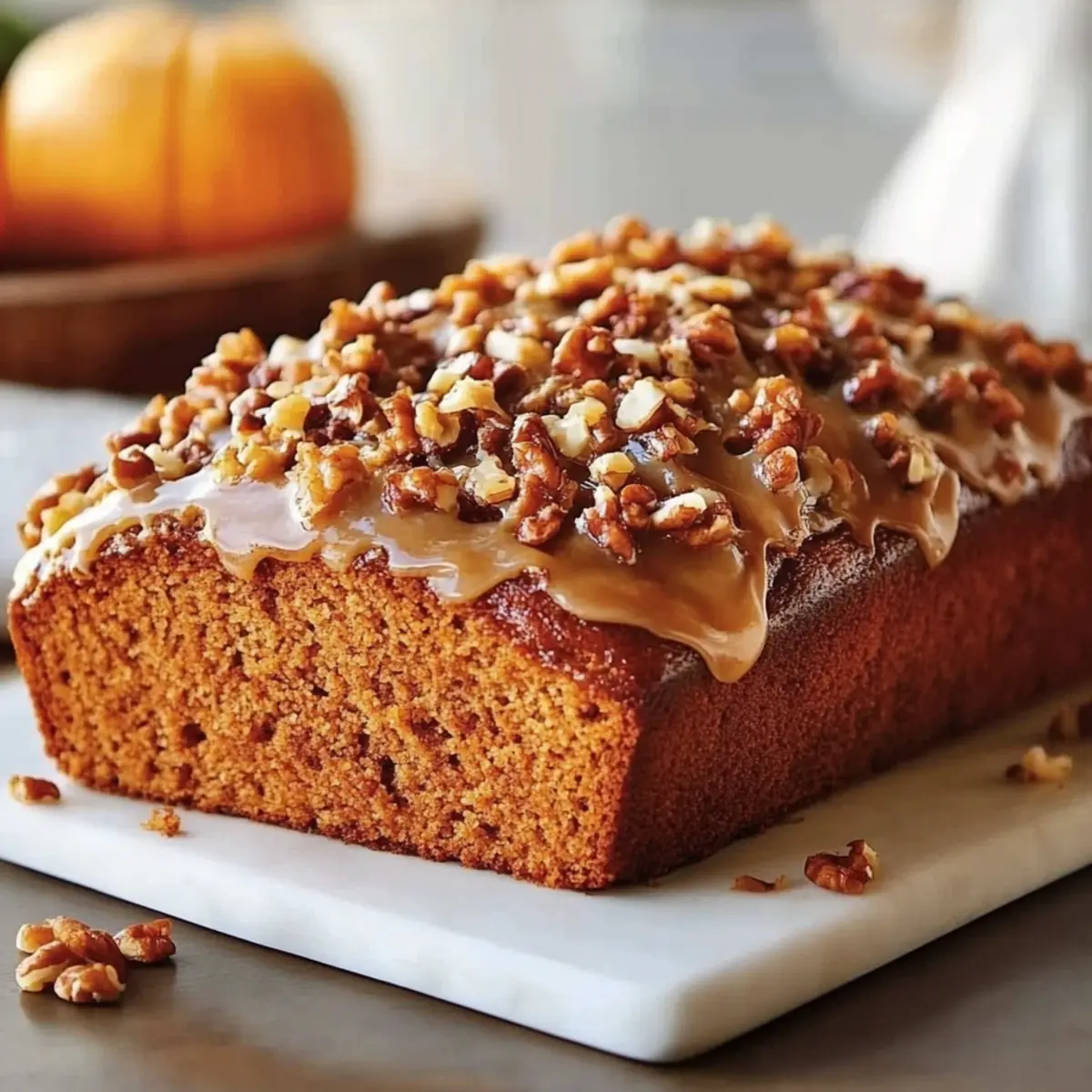 Pumpkin Bread with Brown Sugar Pecan Topping