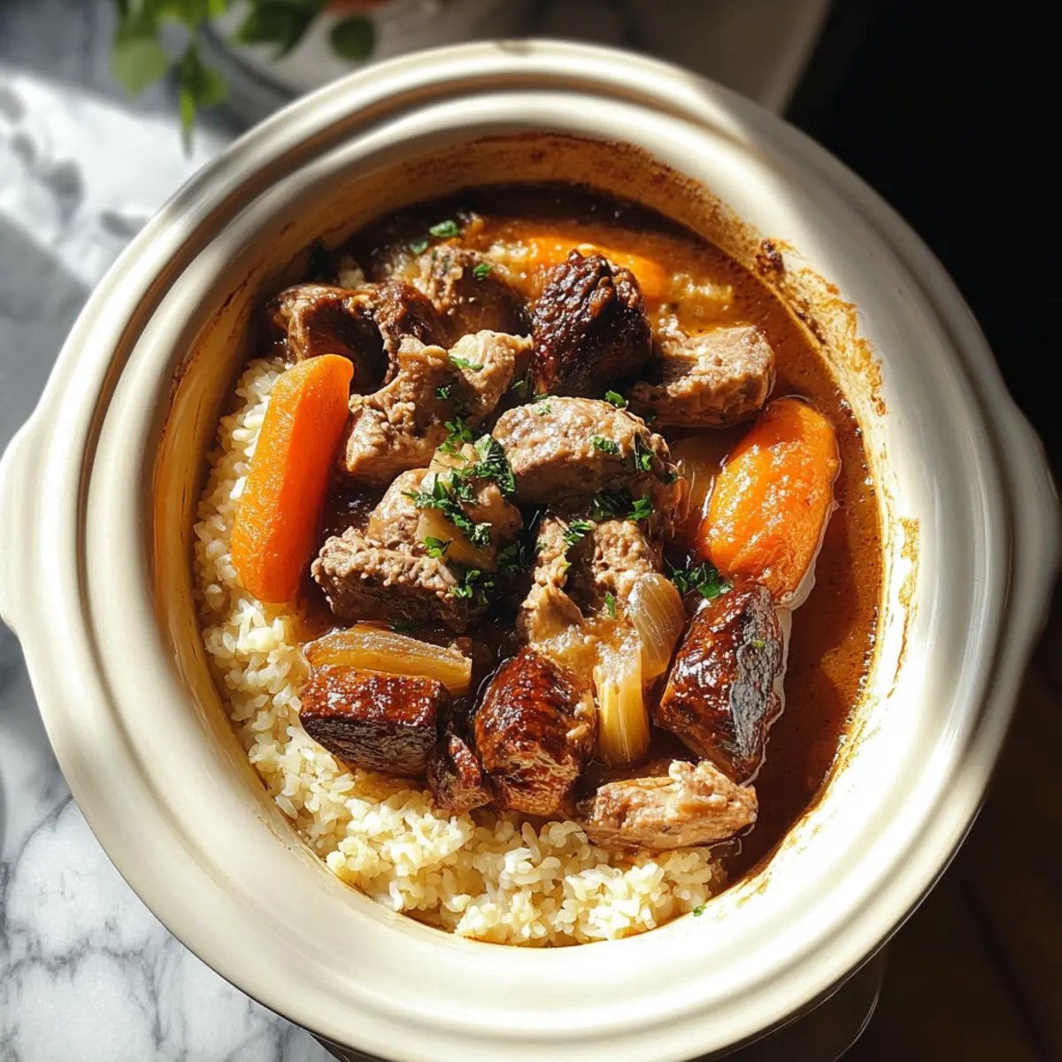 Slow Cooker Full Dinner Pot Roast With Rice