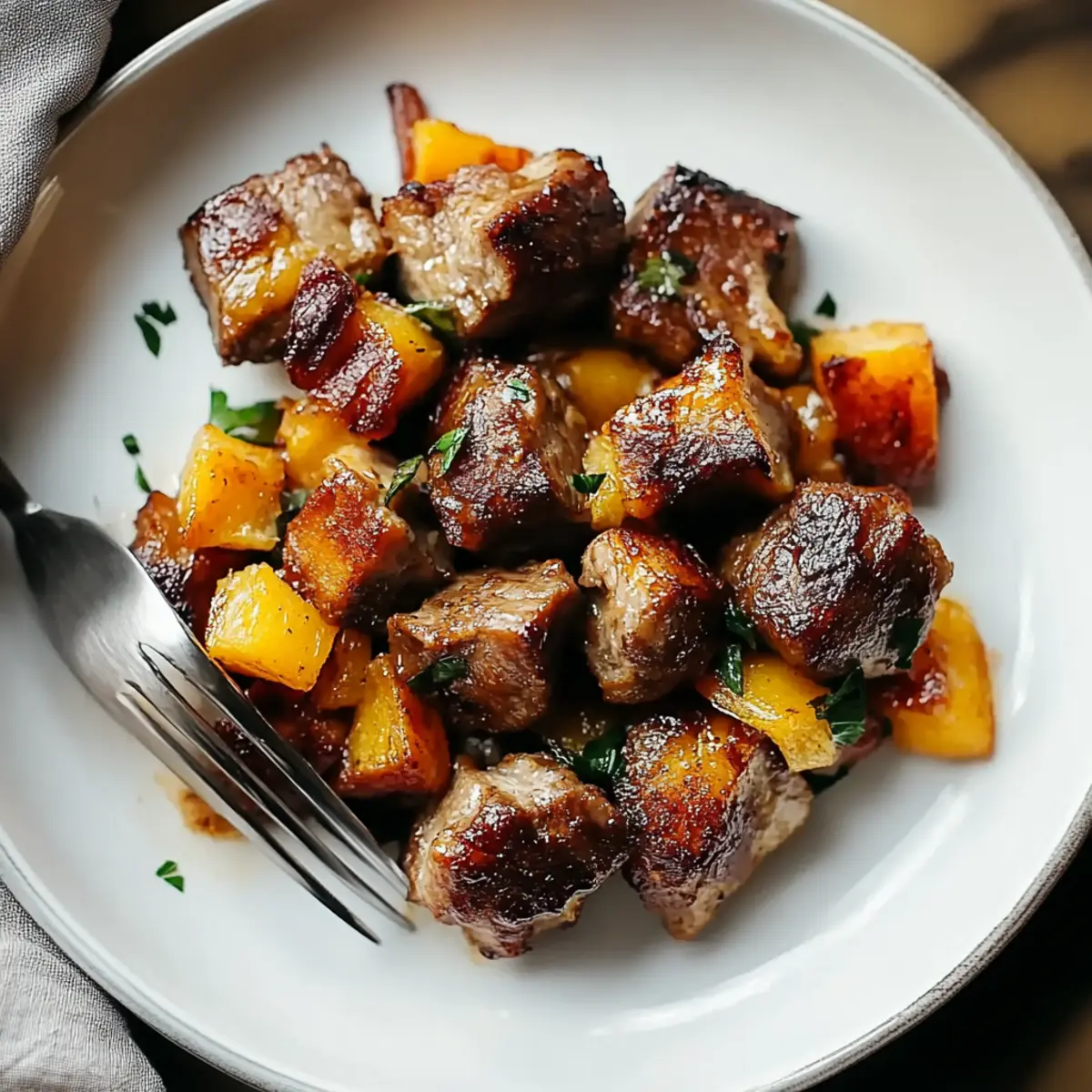 Steak Bites with Sweet Potatoes and Peppers