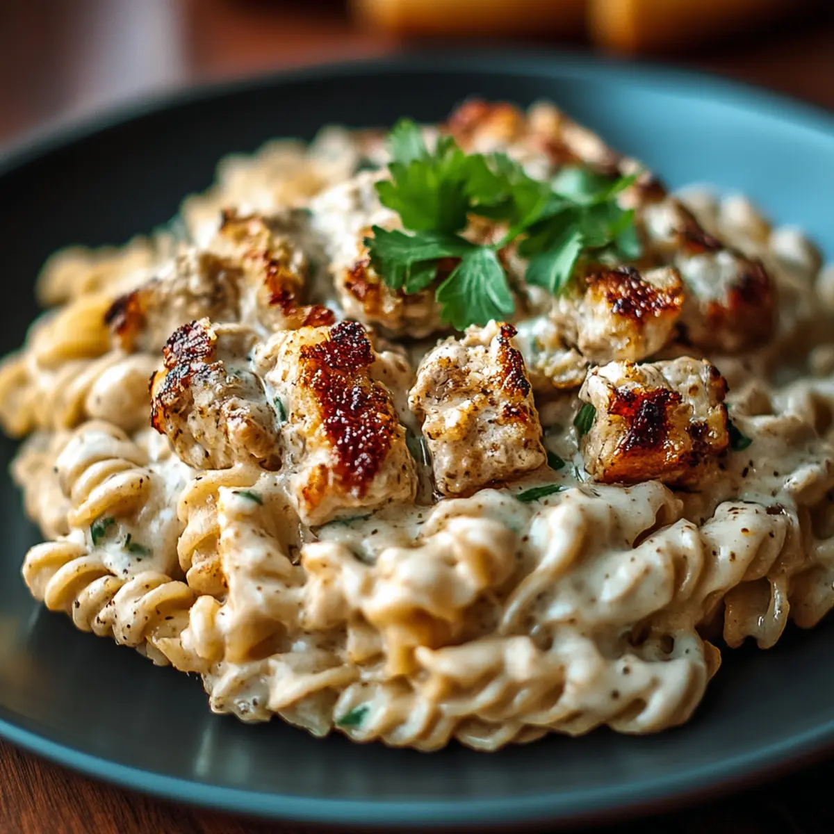 Crockpot Garlic Parmesan Chicken Pasta