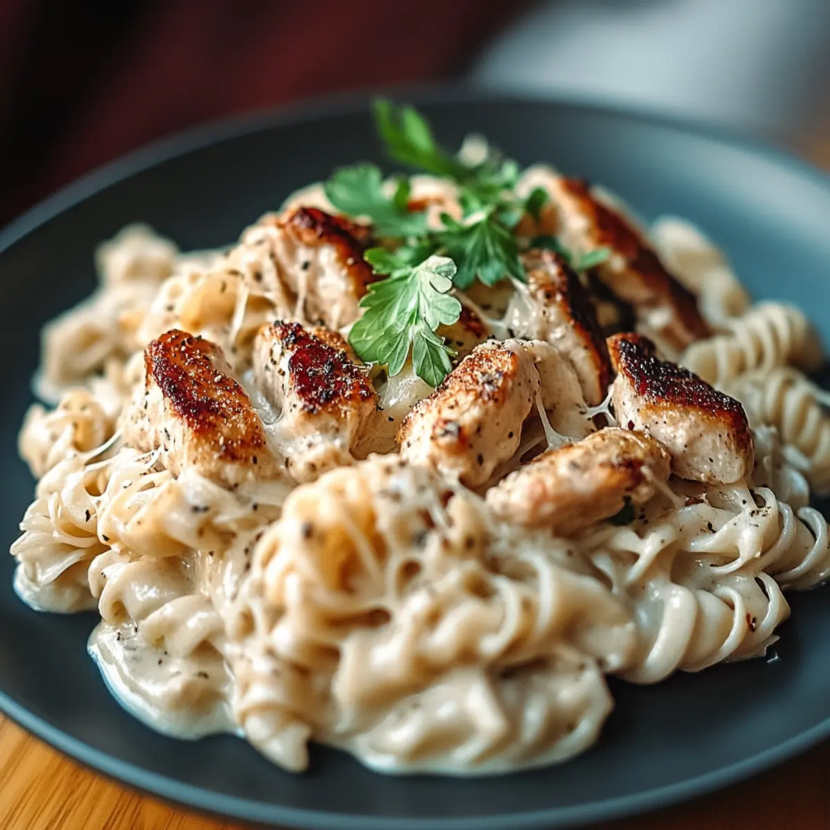 Crockpot Garlic Parmesan Chicken Pasta