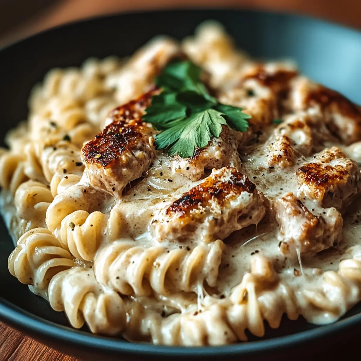 Crockpot Garlic Parmesan Chicken Pasta
