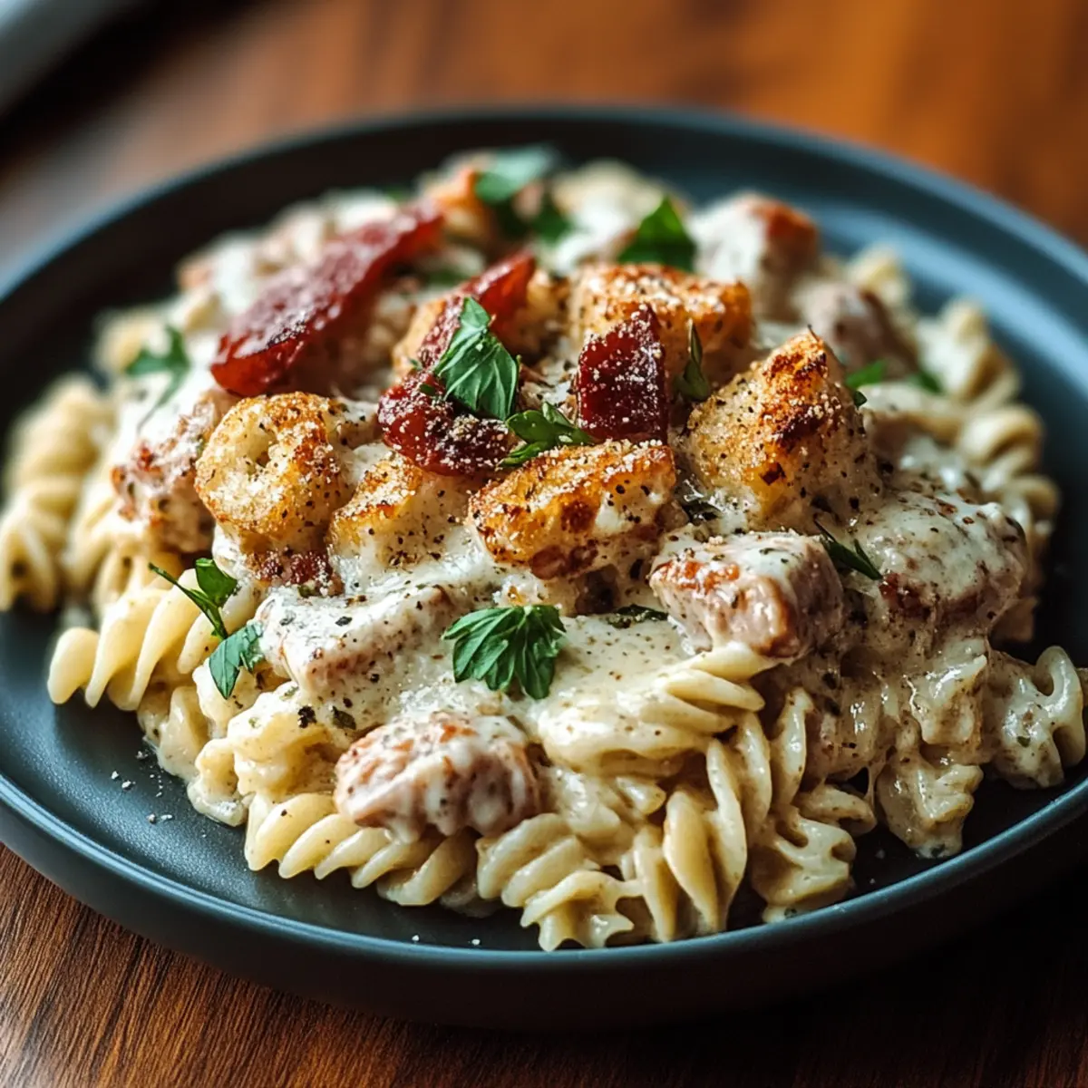 Crockpot Garlic Parmesan Chicken Pasta